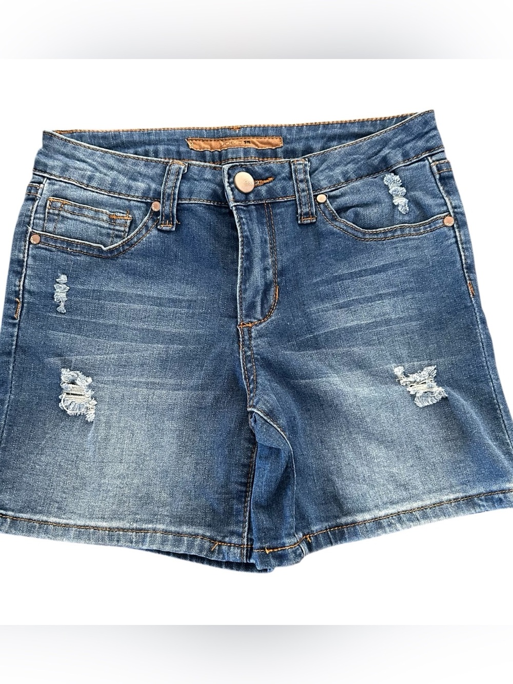 Joes Jeans Girls Medium Wash Denim Distressed Stretch Shorts